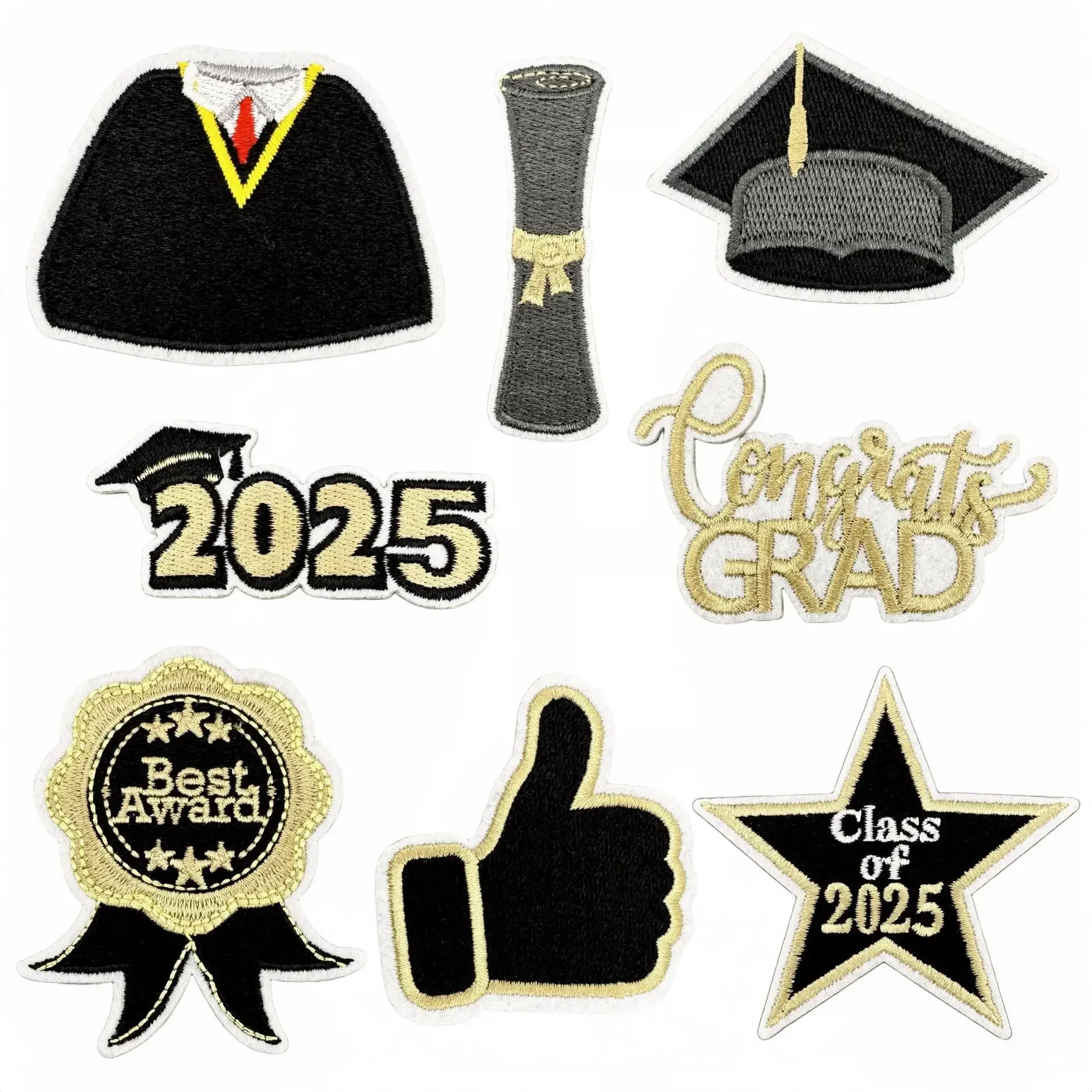 Parche termoadhesivo bordado dorado insignia graduación académica - imagen 4