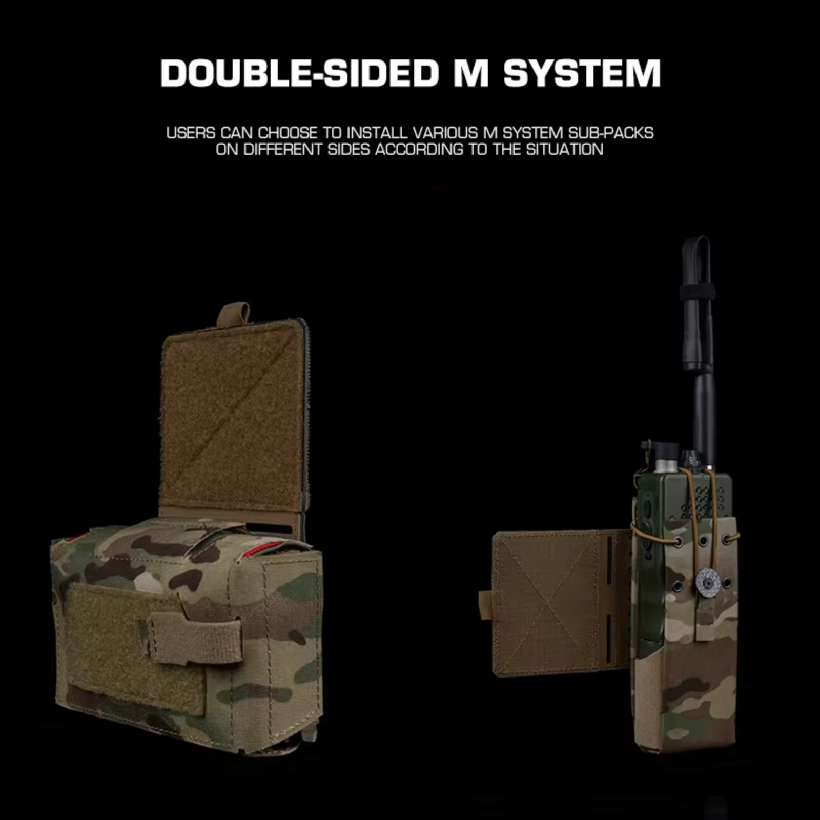 Colgador MOLLE caída doble cara para portador placa radio táctico