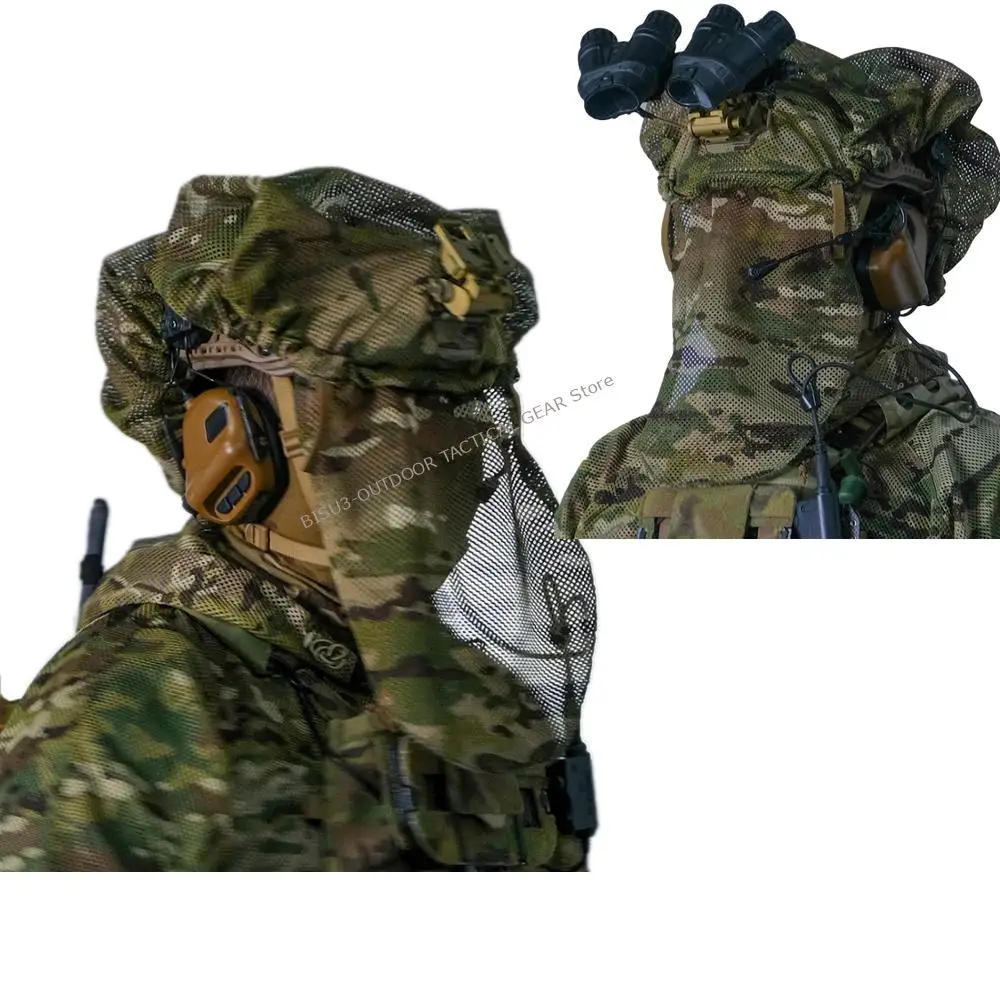 Funda táctica para casco con máscara facial antirreflectante roja