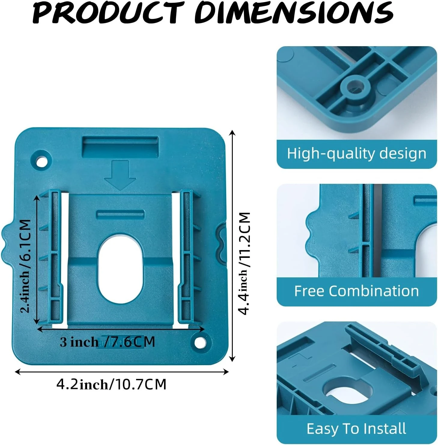Soporte de pared batería Makita 18V en ABS con tornillos, sin batería - imagen 4