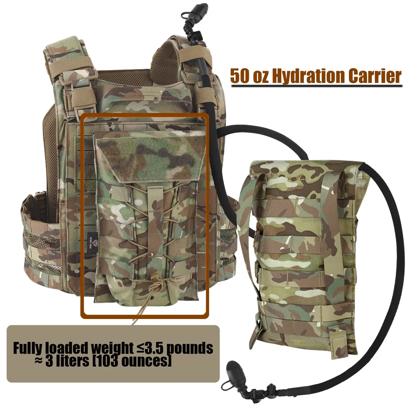 Mochila de hidratación táctica MOLLE con bolsa de agua para senderismo - imagen 2
