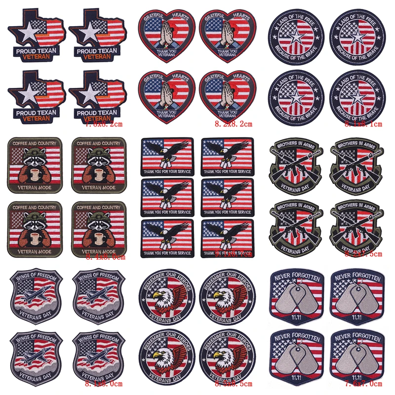 Parches bordados patrióticos de Estados Unidos para personalizar ropa