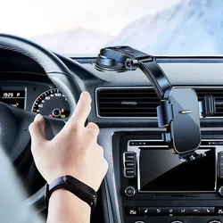 Soporte de teléfono para coche con ventosa giratoria retráctil