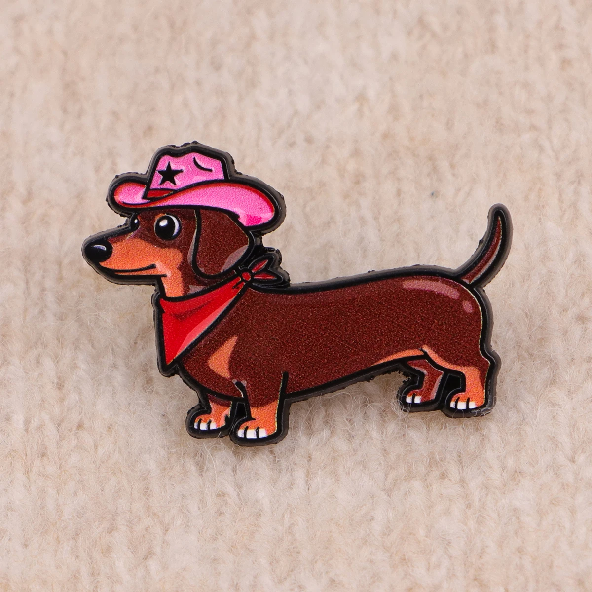 Pin esmalte perro salchicha – Broche metálico decorativo para ropa - imagen 4