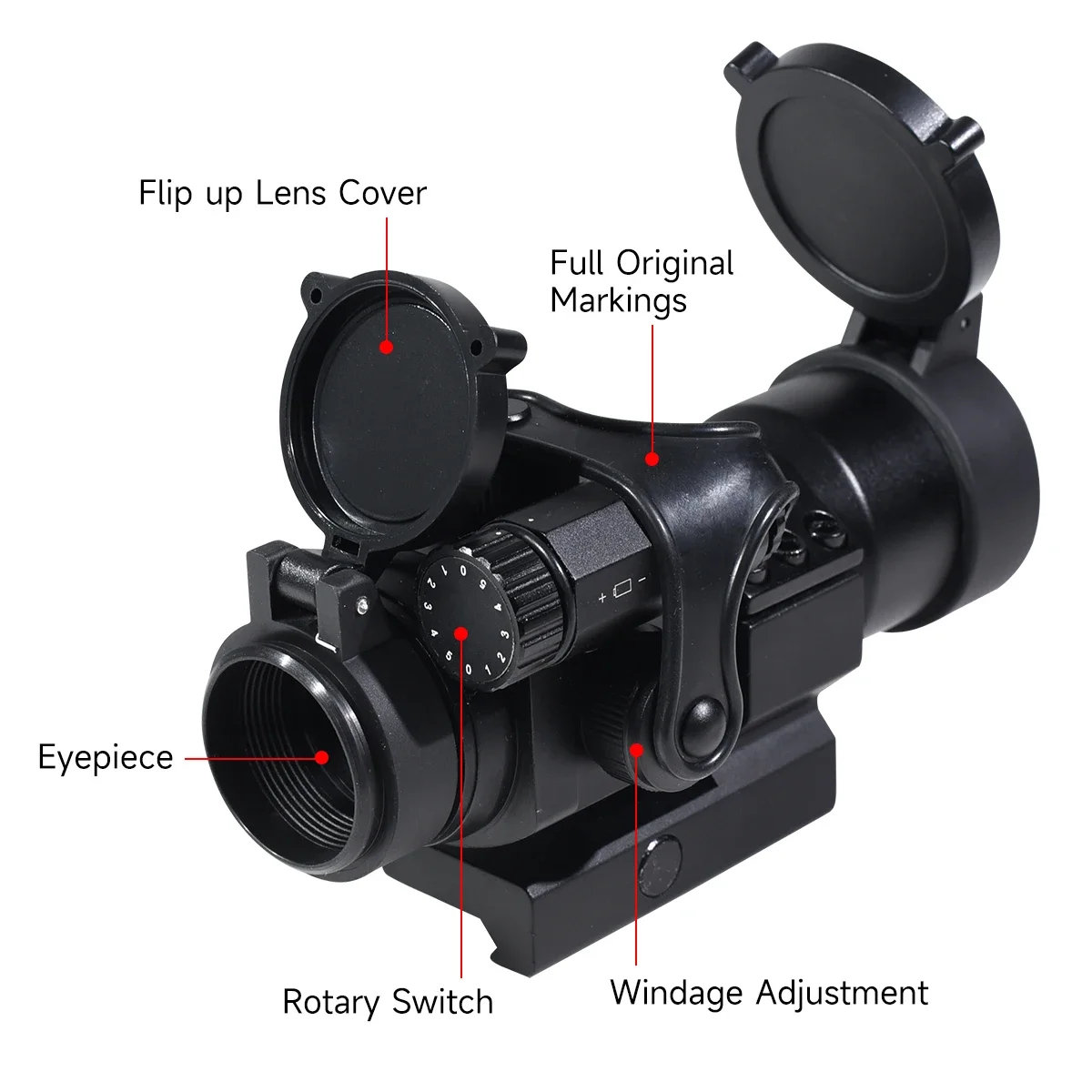 Mira de punto rojo Reflex M2 4MOA para riel Picatinny Airsoft - imagen 3