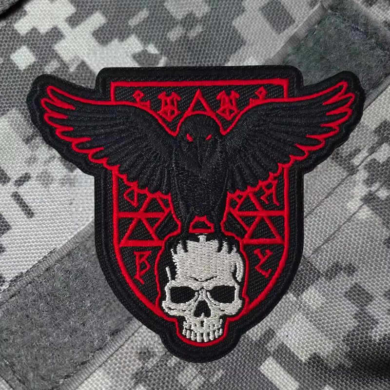 Parche táctico bordado esqueleto cuervo velcro para chaleco y mochila - imagen 4