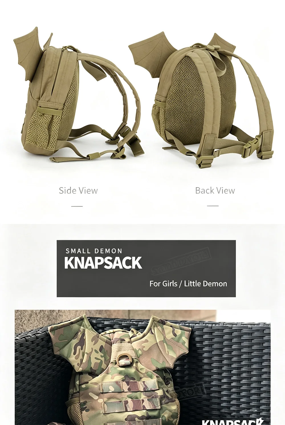 Mochila táctica mini diseño diablo compacta y ligera