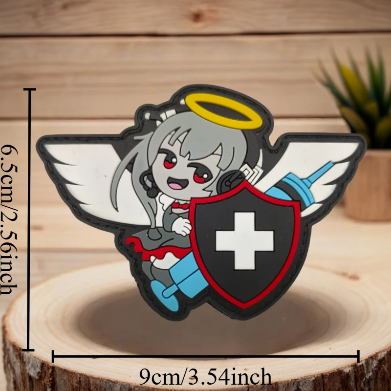 Parche táctico PVC ángel médico anime – Moral gancho y bucle MOLLE - imagen 5