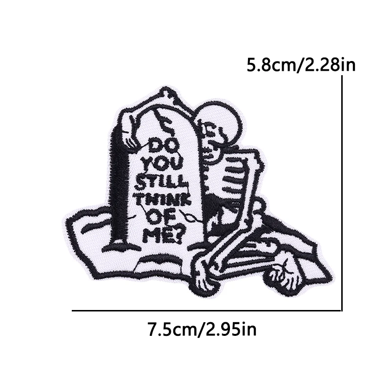 Parches bordados de calavera punk termoadhesivos para ropa - imagen 5