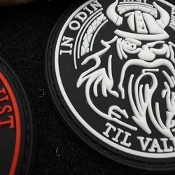 Parche táctico redondo PVC y bordado vikingo con frase En Odín Valhalla