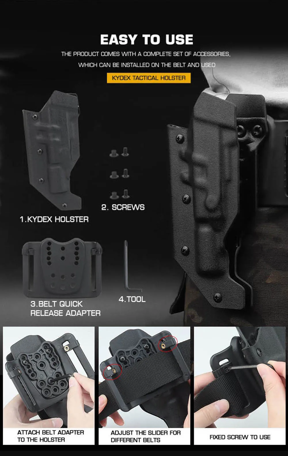 Funda táctica en postura de transporte