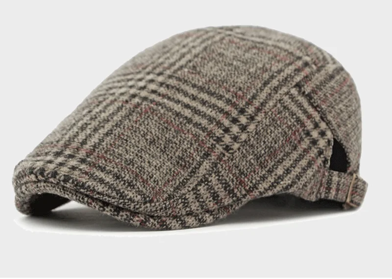 Gorra plana estilo Newsboy con estampado a cuadros