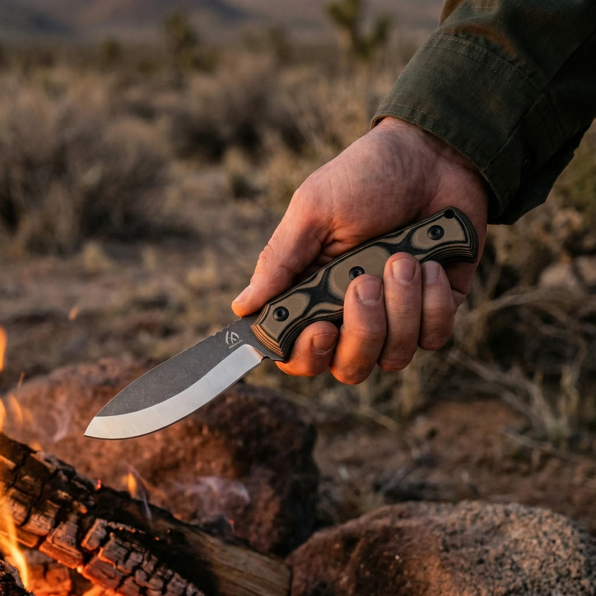 Cuchillo táctico de hoja fija para emergencias en exteriores robusto