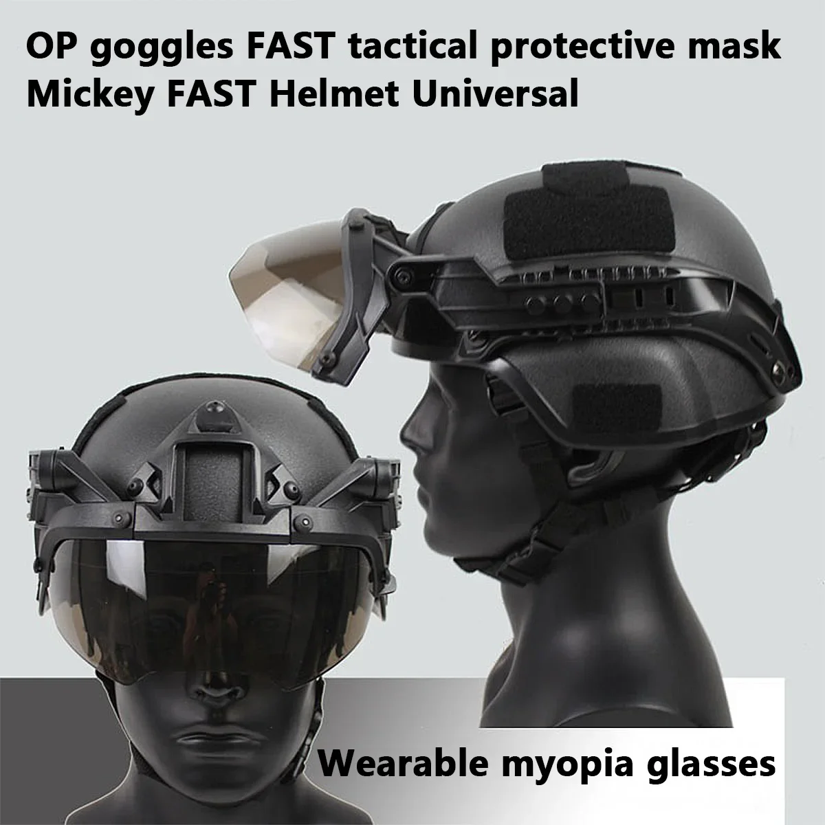Casco táctico FAST con máscara media cara y gafas abatibles - imagen 2