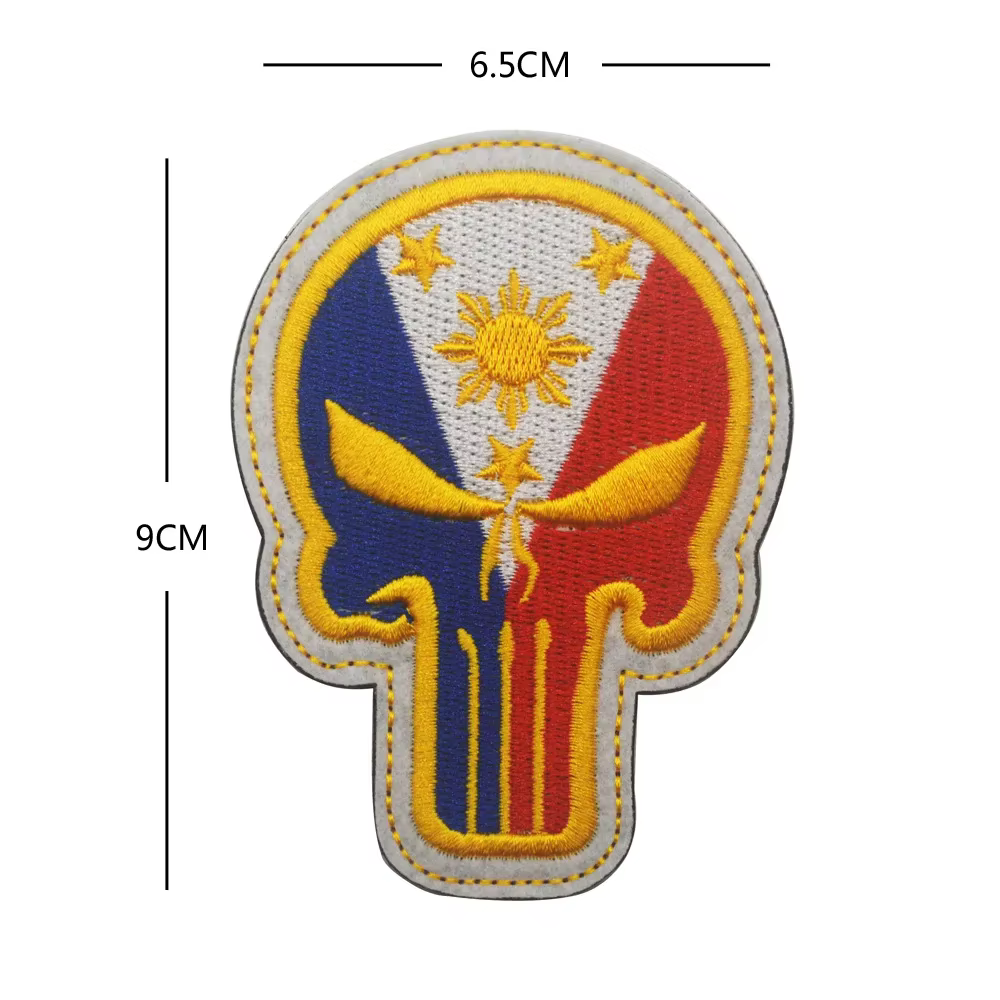 Parche bordado bandera Filipinas con gancho y anillo para ropa
