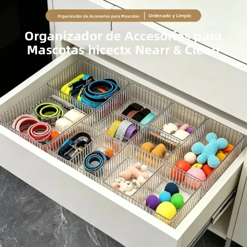 Organizador transparente rectangular para maquillaje con divisiones - imagen 2