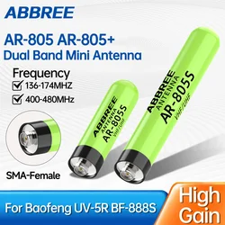 Antena ABBREE AR-805 PLUS AR-805S SMA hembra walkie-talkie doble banda
