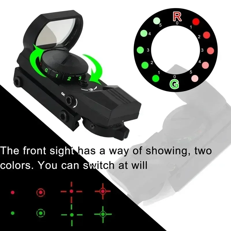 Mira holográfica rojo/verde para caza y airsoft con retículas - imagen 3