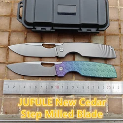 JUFULE Cuchillo plegable EDC titanio 154CM – Táctico exteriores