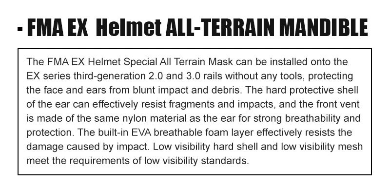 Máscara táctica para casco EX vista frontal