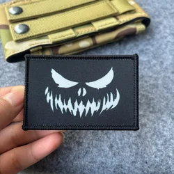 Parche táctico Ghost Face con Velcro, sonrisa aterradora para mochila