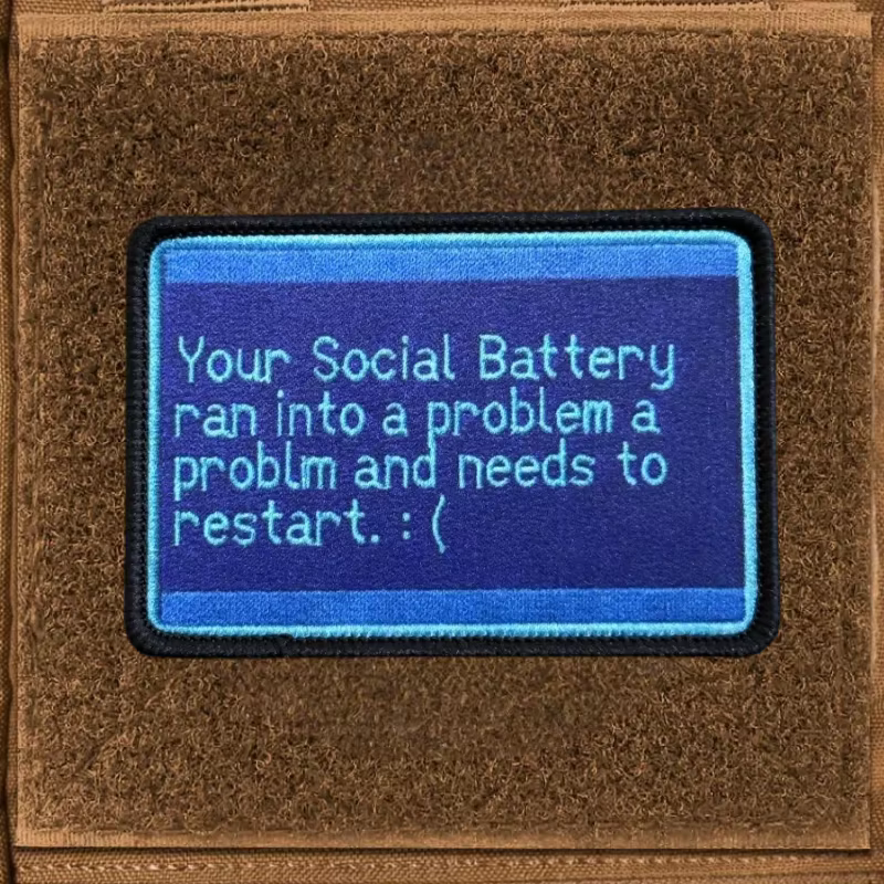 Parche táctico error de pantalla azul batería social, gancho y bucle - imagen 4