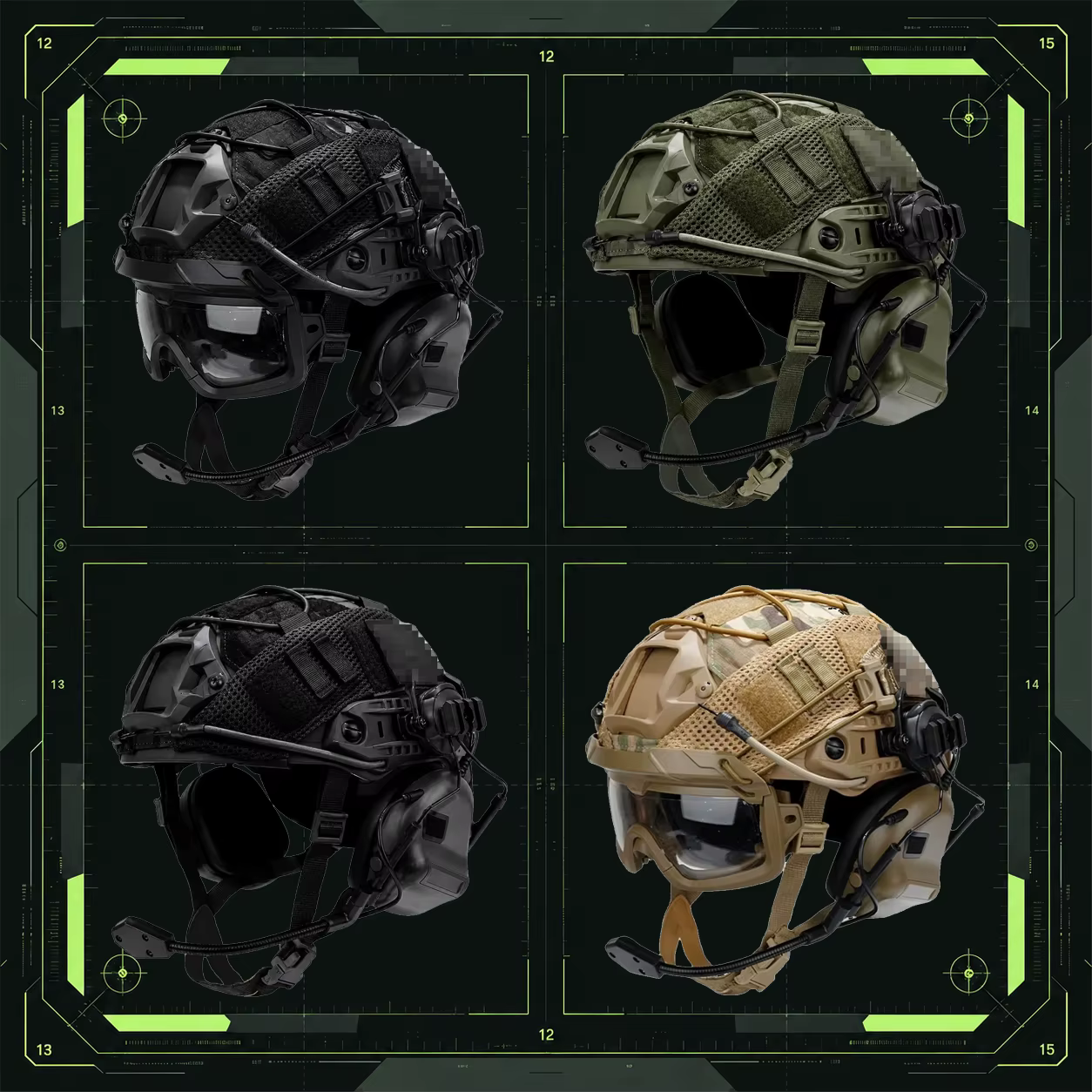 Casco táctico airsoft con cubierta para auriculares y gafas - imagen 5