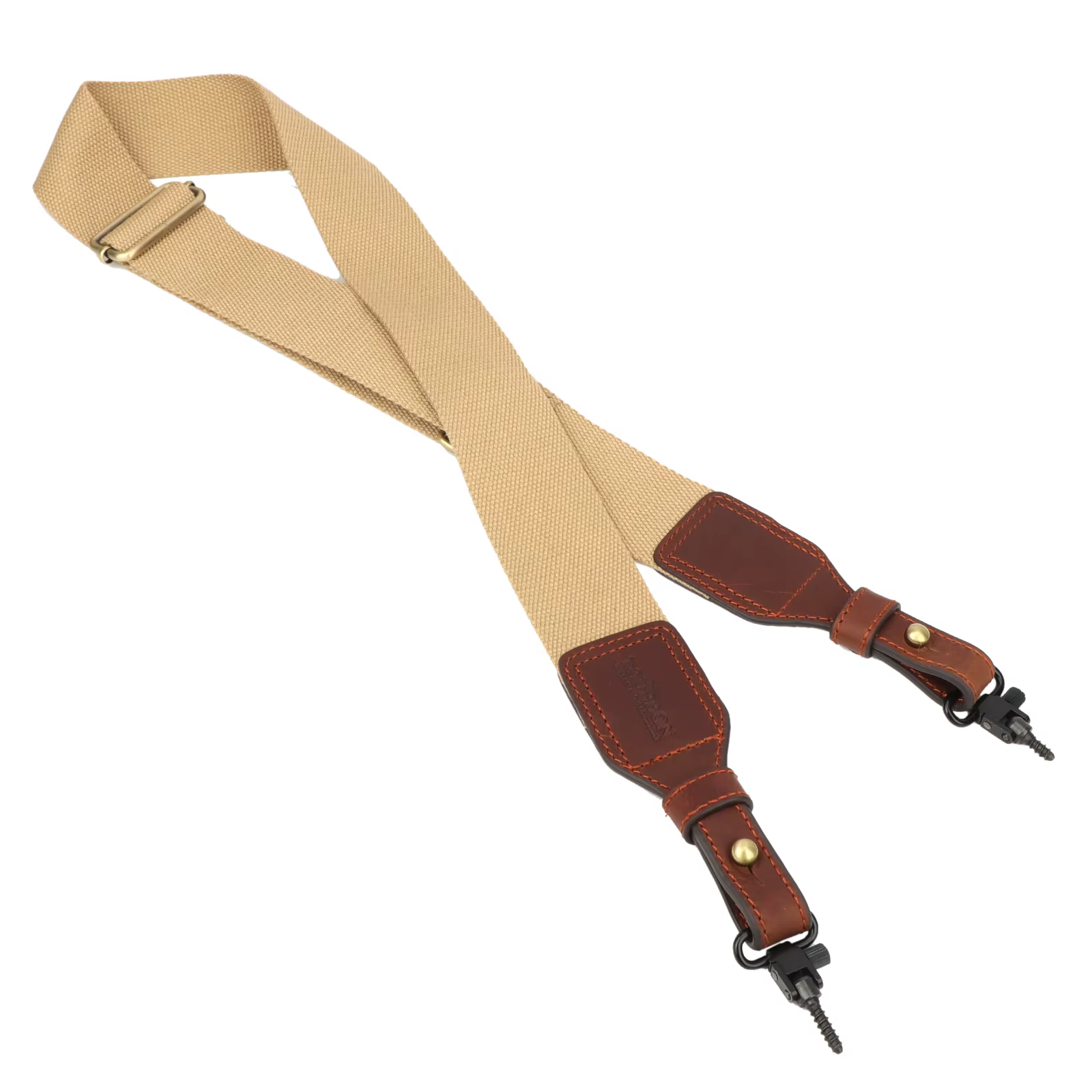 Tourbon Correa de rifle de caza algodón y cuero ajustable caqui - imagen 5