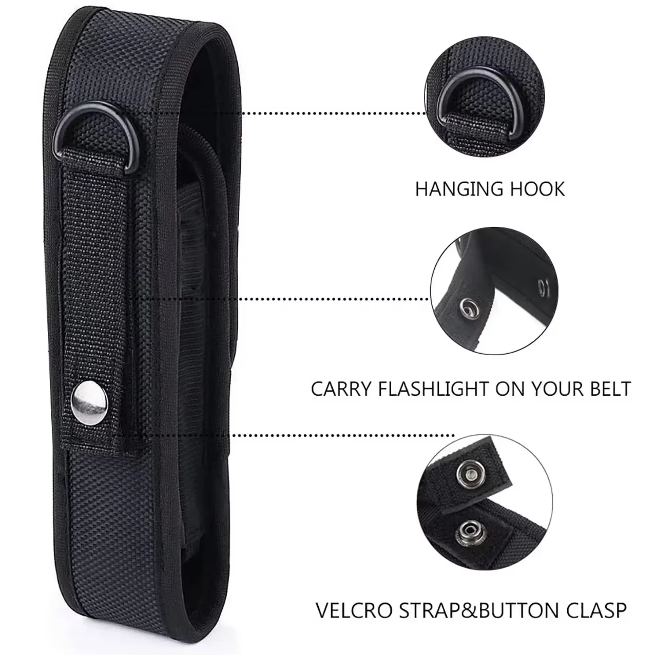 Funda táctica para linterna MOLLE – Portaequipos cinturón caza y montaña - imagen 2