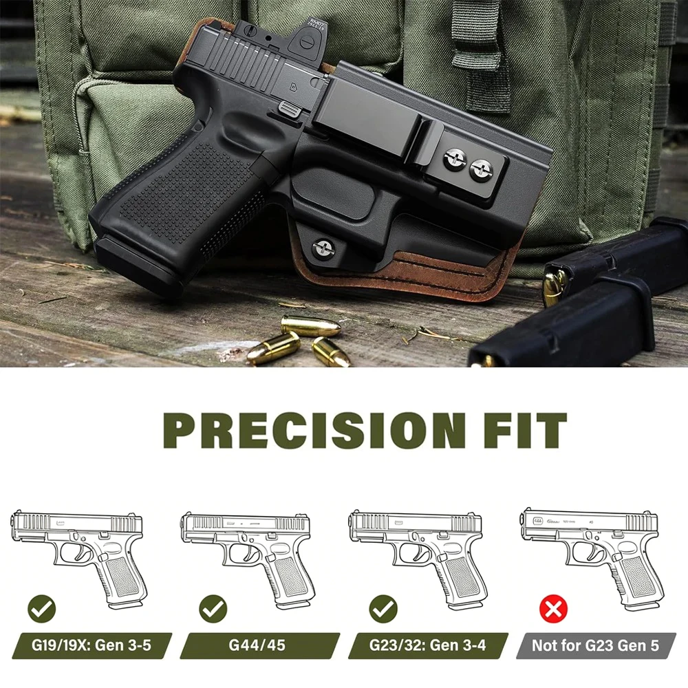 Funda pistola IWB híbrida de piel para Glock, sujeción segura - imagen 2