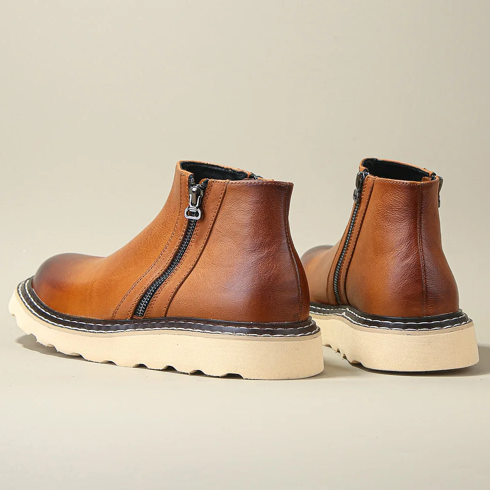 KOWM Botas de trekking de piel impermeables para hombre - imagen 3