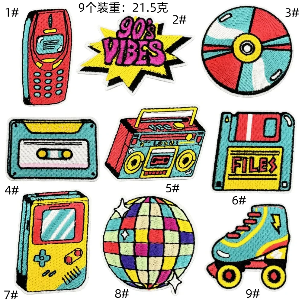 Parche retro estilo años 90 con bordado