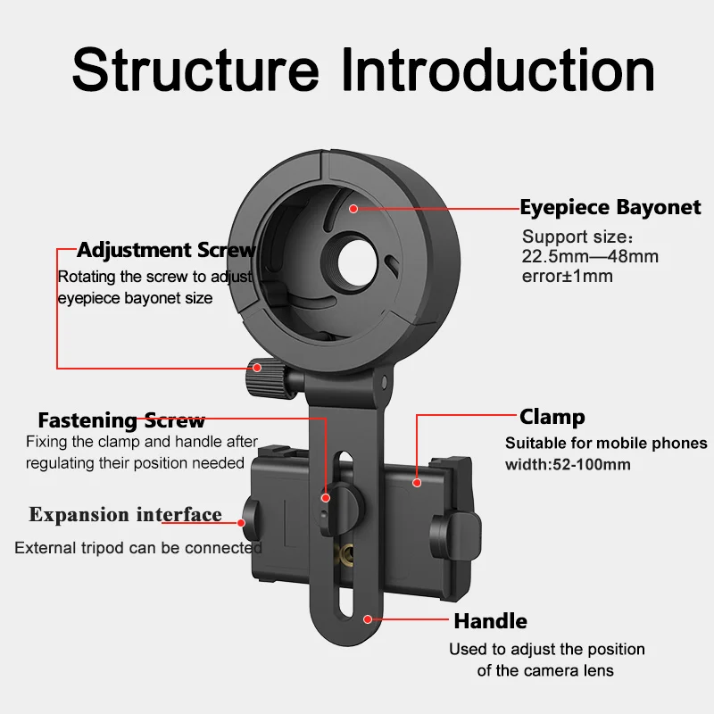 Adaptador móvil clip giratorio para monocular o binoculares - imagen 2