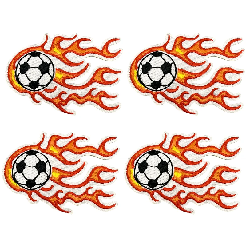 Parche termoadhesivo bordado fuego fútbol para ropa coser o planchar
