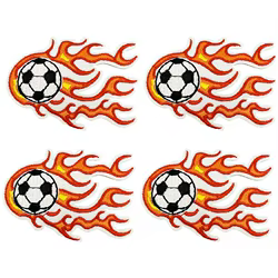 Parche termoadhesivo bordado fuego fútbol para ropa coser o planchar