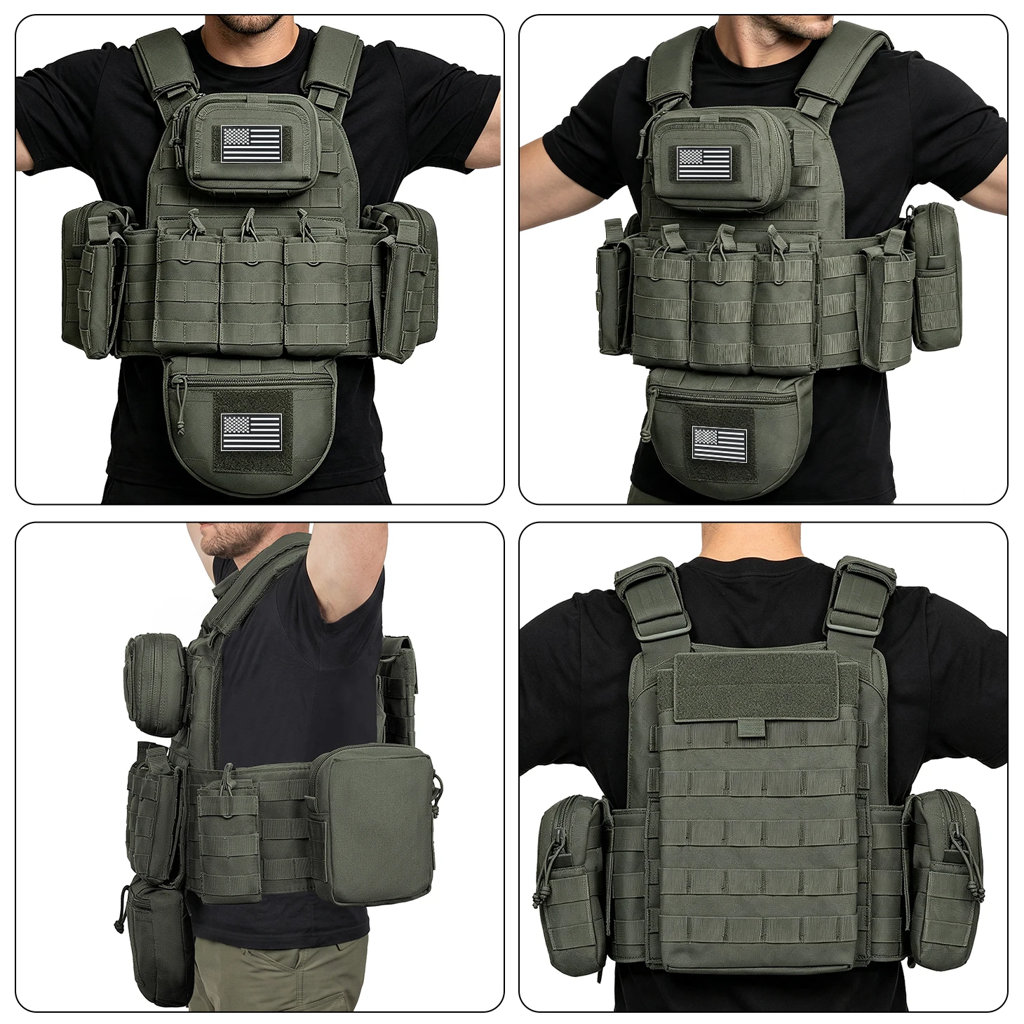 Chaleco de caza MOLLE con correa acolchada y bolsillos desmontables - imagen 2