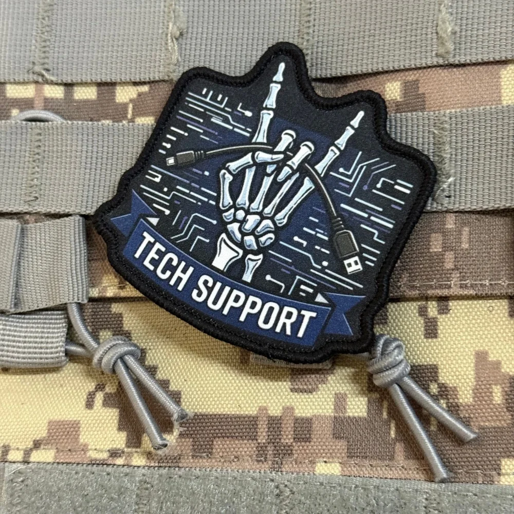 Parche táctico TI esqueleto geek con velcro para mochila rockero