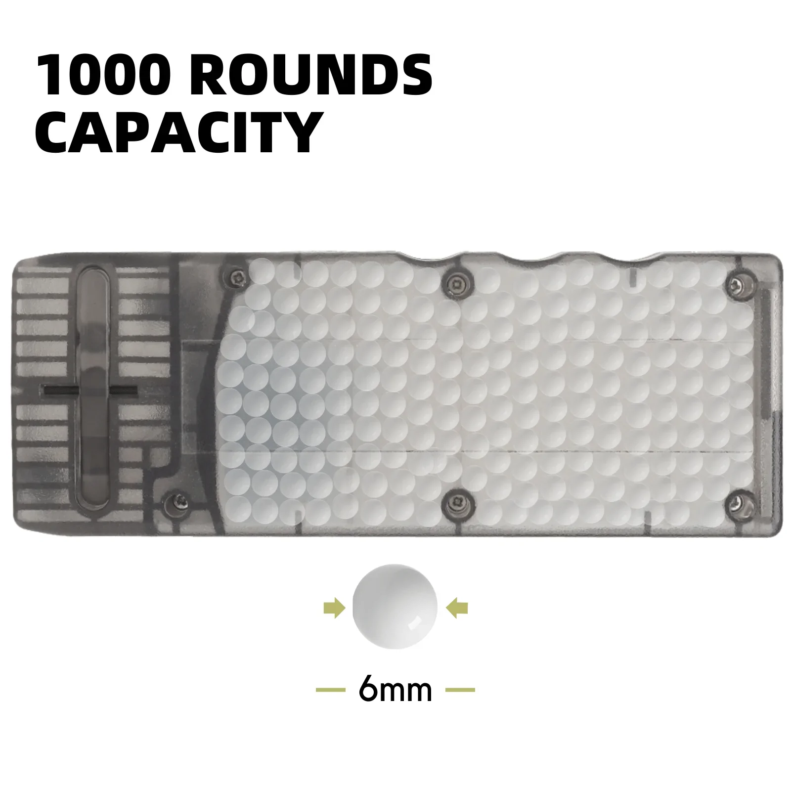 Capacidad de almacenamiento para hasta 1.000 BBs de 6 mm