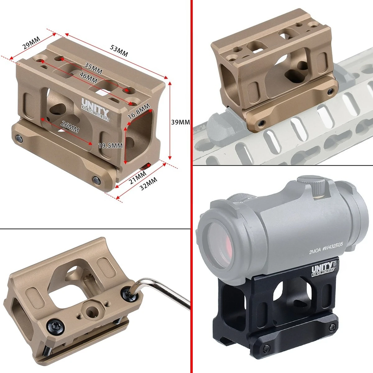 UNITY soporte elevador Picatinny para mira punto rojo - imagen 3