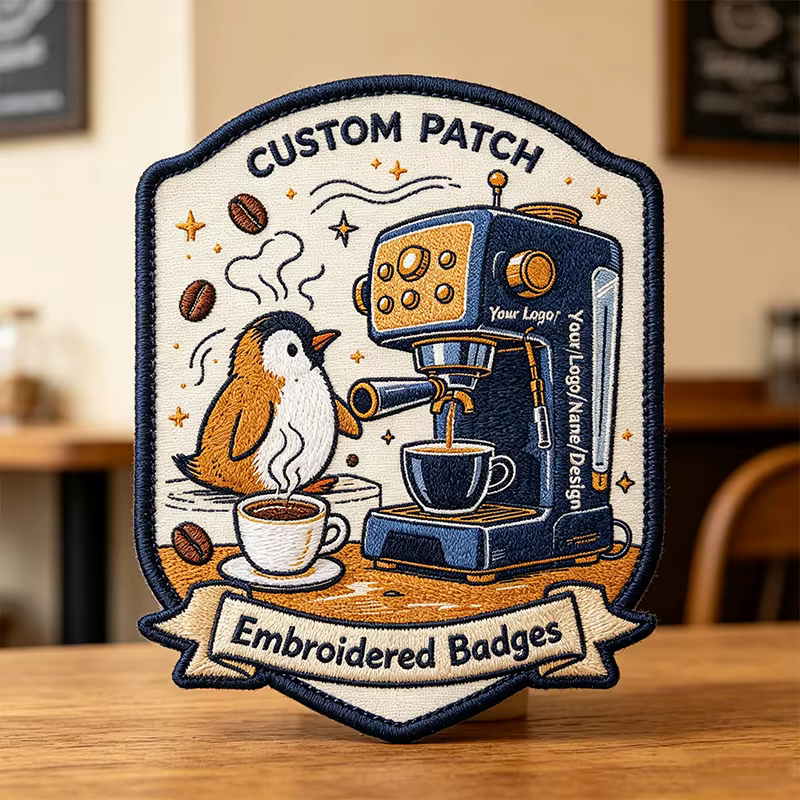 Parche bordado pingüino vintage cafetería para coser o planchar - imagen 5