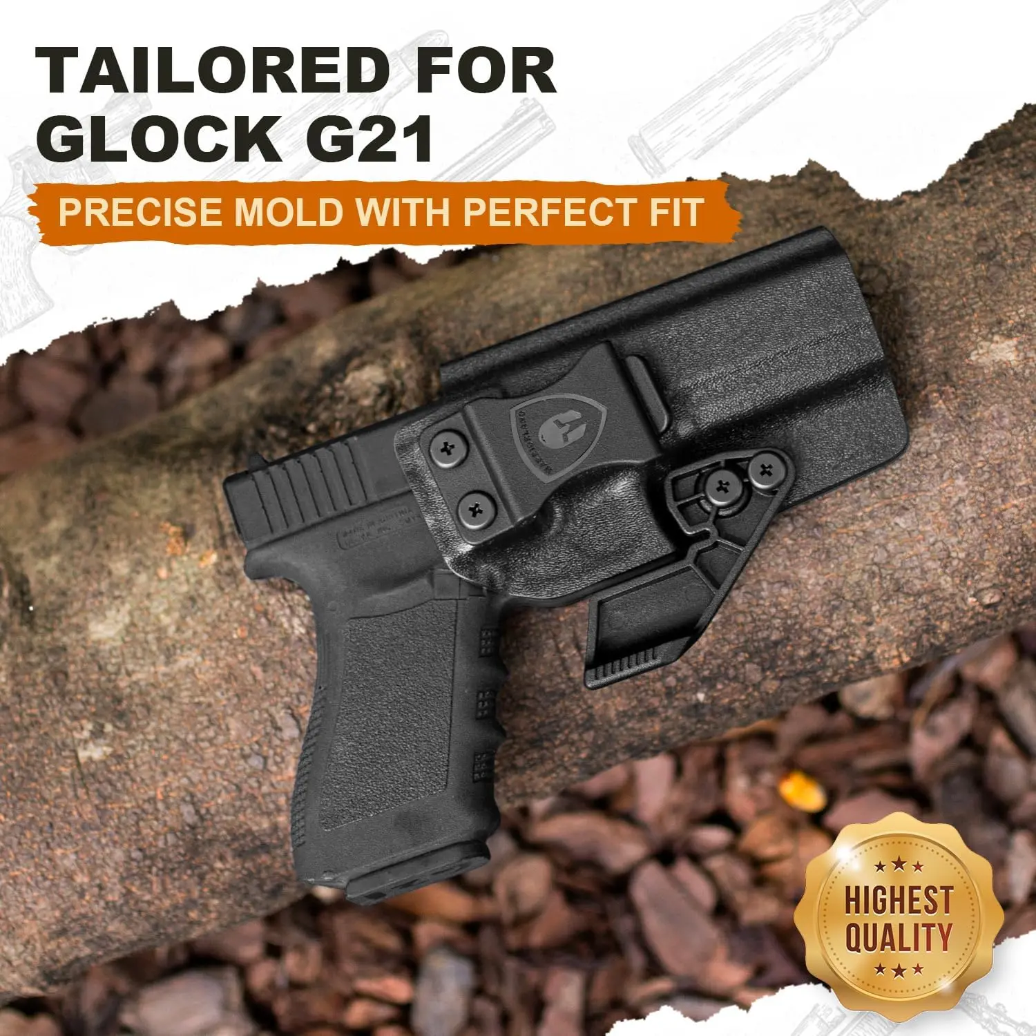 Funda Kydex IWB Glock 20/21/22 – Retención ajustable diestra - imagen 5