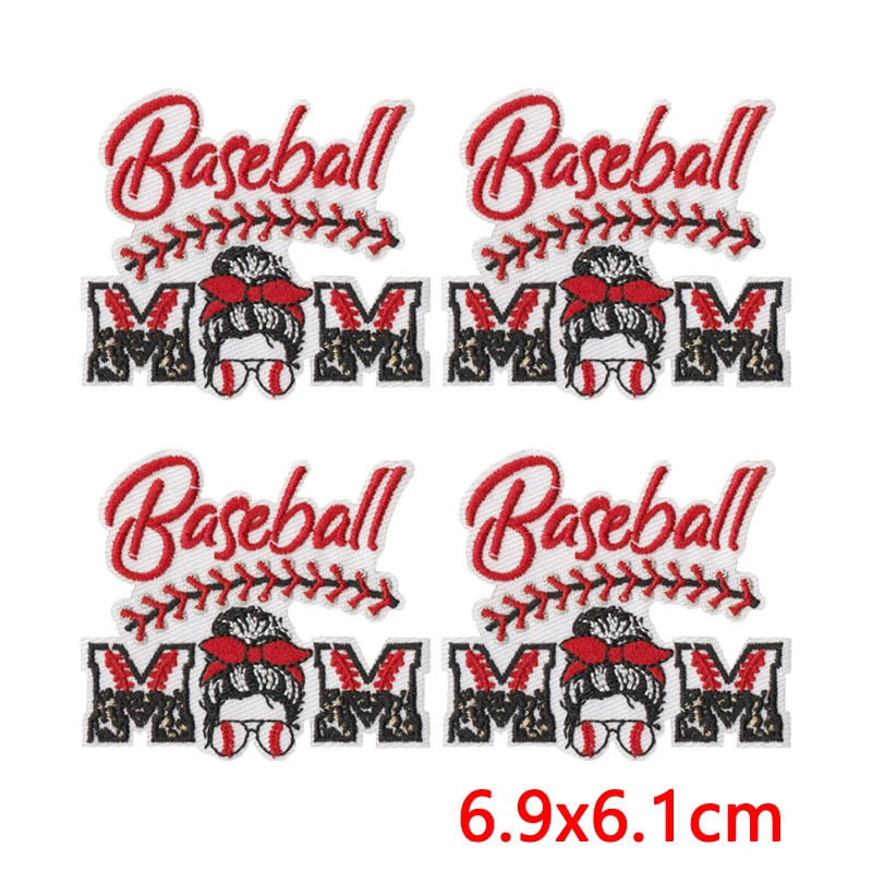 Parche termoadhesivo bordado béisbol con lazo y letras para mamá - imagen 2