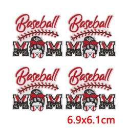 Parche bordado termoadhesivo de béisbol y lazo para mamá