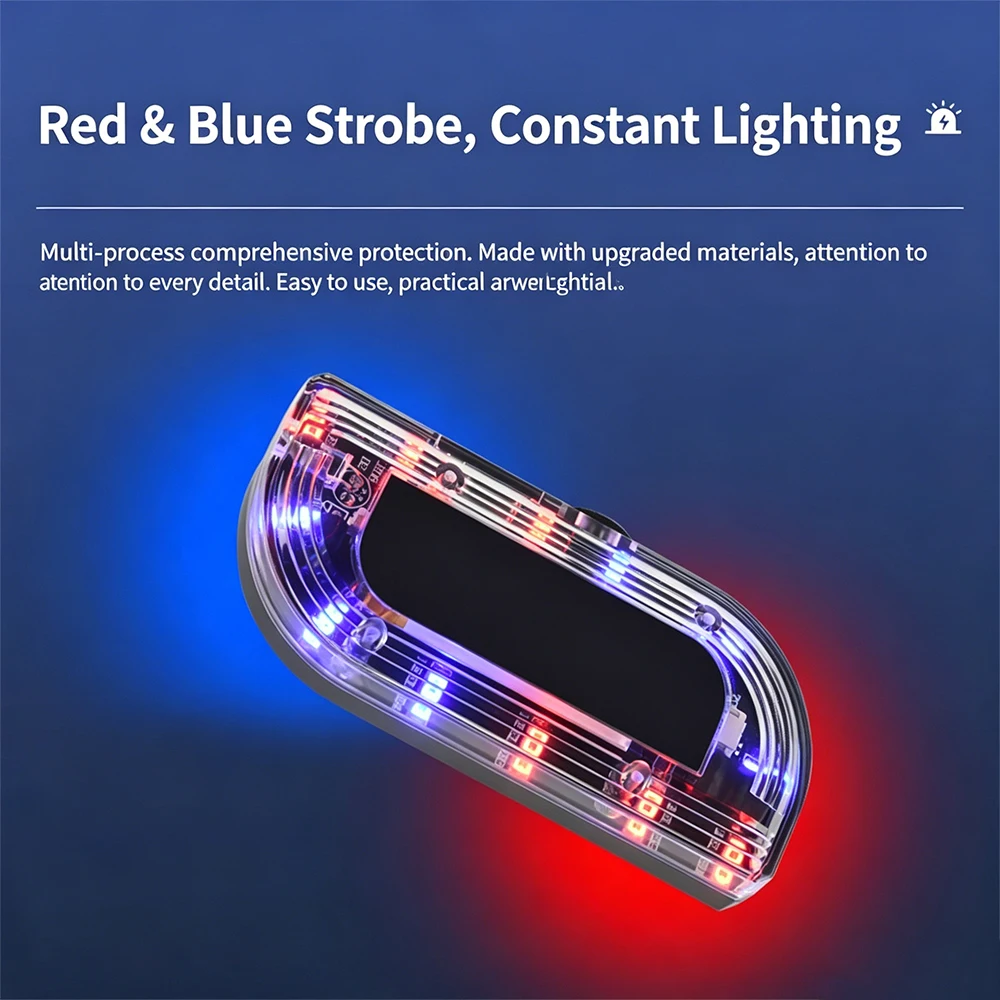 Luz de seguridad LED recargable con clip intermitente rojo/azul - imagen 5