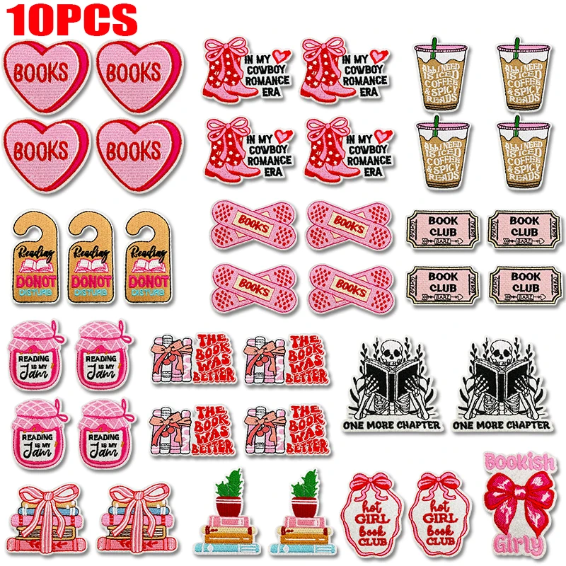 Parche termoadhesivo bordado rosa lectura para ropa y manualidades - imagen 3