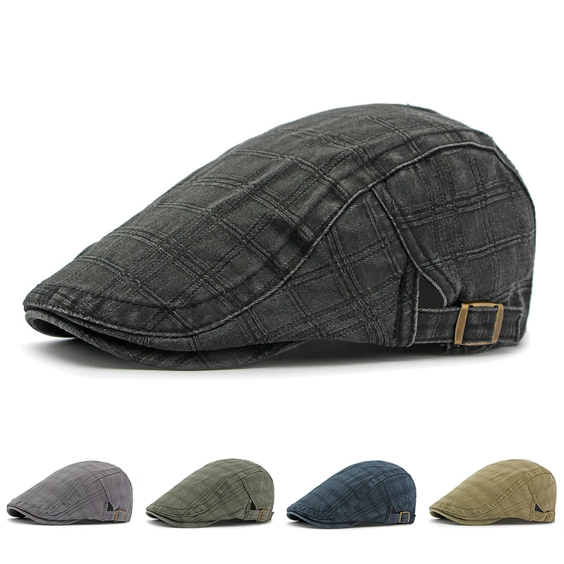 Gorra plana estilo newsboy a cuadros para hombre y mujer - imagen 5