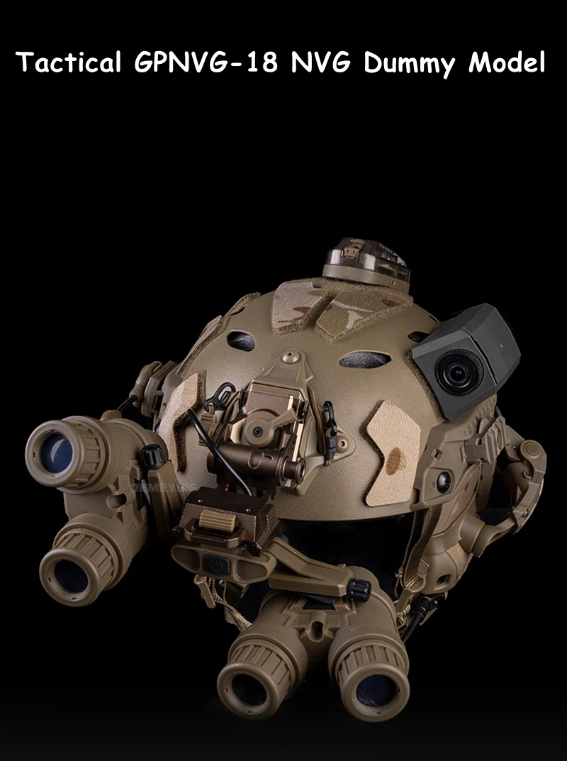 Detalle del casco táctico y diseño de simulación NVG