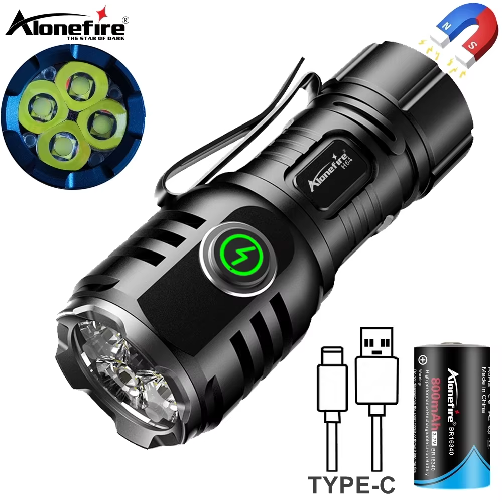 Linterna LED USB portatil 6500K mini para bolsillo y al aire libre, luz roja