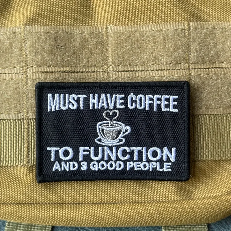 Parche táctico bordado frase café para funcionar – gancho y bucle - imagen 5