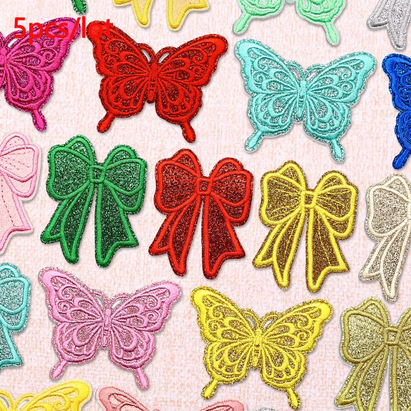 Parche termoadhesivo lazo de mariposa brillante – bordado para ropa
